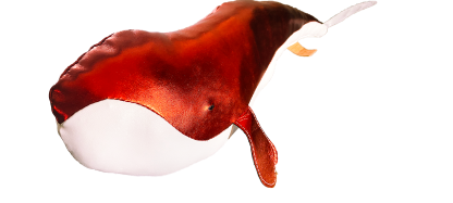 sparkly red leather half sized right whale