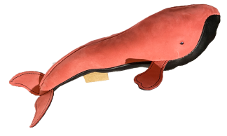 It’s a baby - a Right Whale calf. The Pinky Greenland Right Whale in super-soft pink nubuck leather, with a black belly