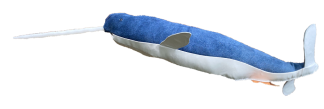 Blue Suede Narwhal with a white nylon tusk