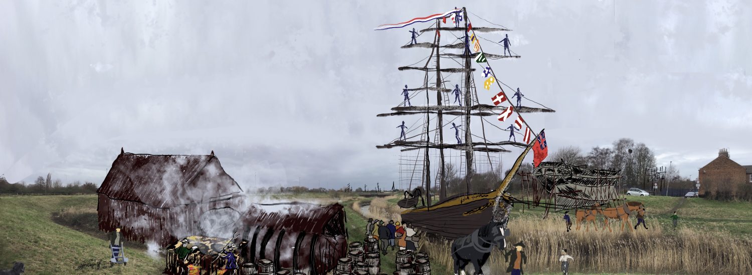 Ghost painting: The Nar, King’s Lynn with whaling ship returns - royal yards aloft