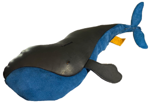 Greenland Right Whale in super-soft bright blue suede leather, with a beautiful black waxy upper.